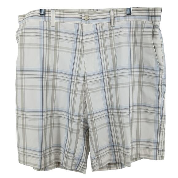 PGA Tour White Plaid Performance Shorts Mens 38 Golf Athletic Casual Quick Dry - Picture 1 of 11
